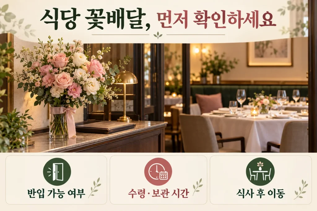 서울 식당 꽃배달, 기념일 예약 때 반입·보관·테이블 배치 확인법